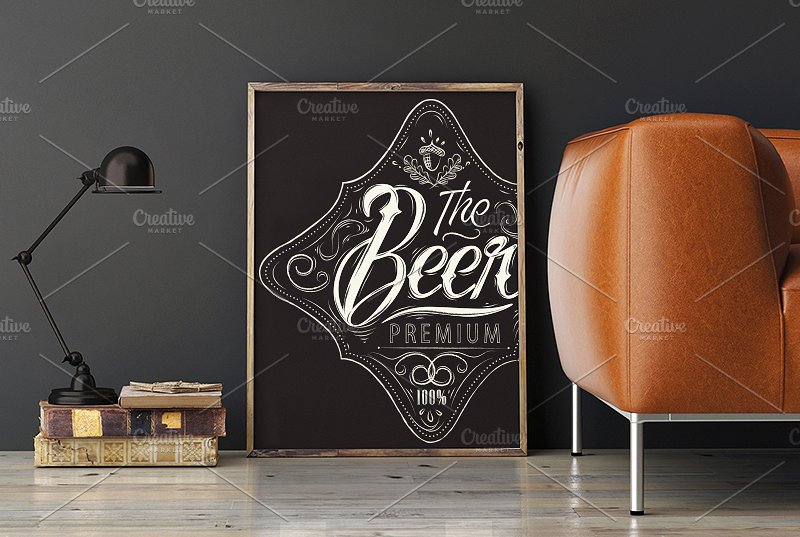 粉笔手绘陈酿啤酒插画元素 Vintage Beer Elements插图(1)