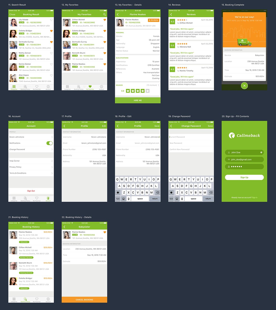 招聘APP应用用户界面设计UI素材 Callmeback –  UI Design for Job Search插图(5)
