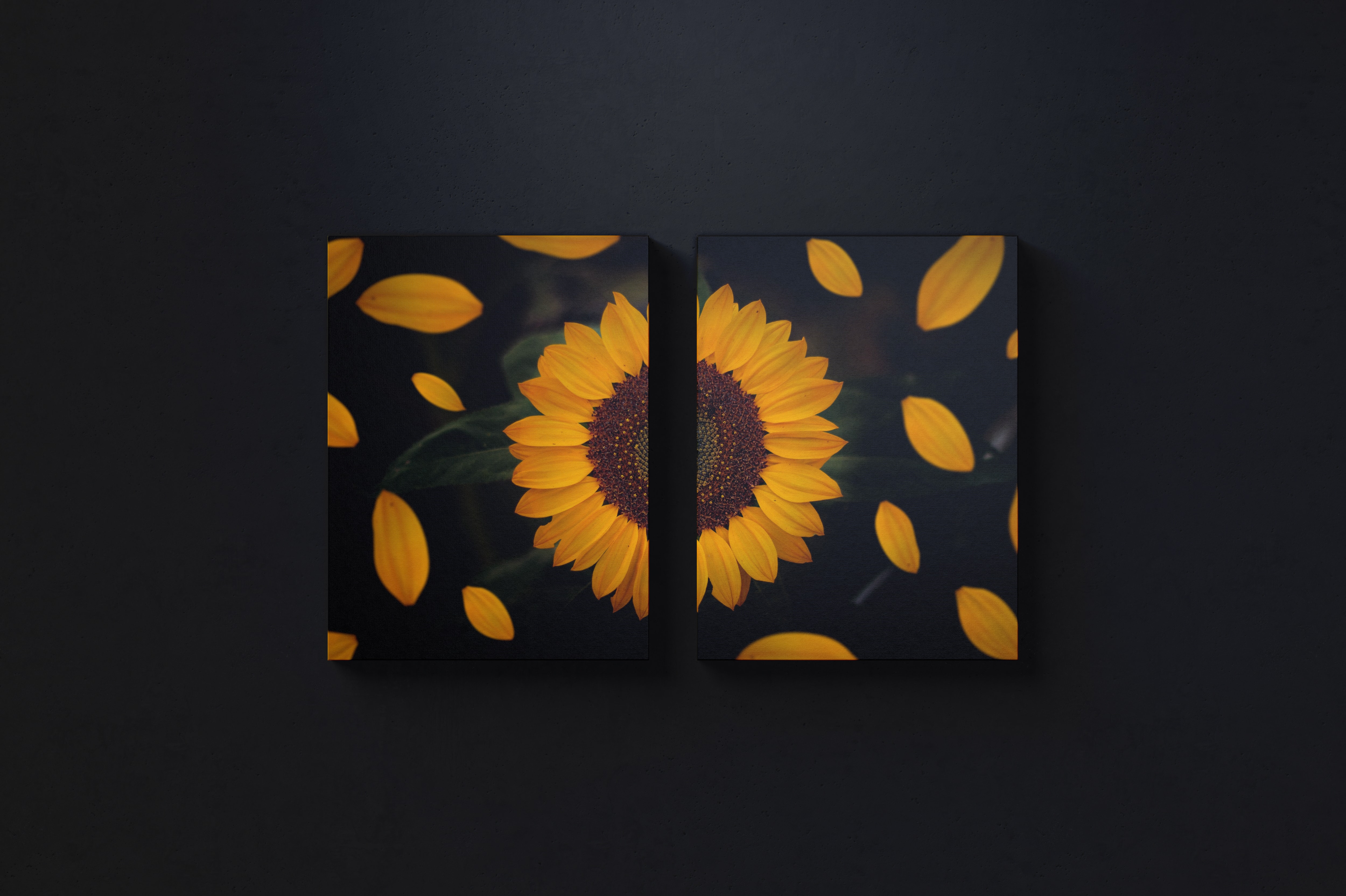 挂墙式画布画框艺术创造/画作展览样机正视图模板素材 Two 3:4 Portrait Canvas Mockup Hanging on Wall, Front View插图(2)