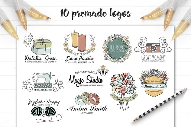 工艺品品牌Logo设计工具包 Art and Craft Logo Creator插图(3)