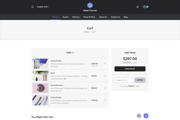 在线学习系统官网设计PSD模板 Adept Courses – Learning Management System PSD Kit插图(9)