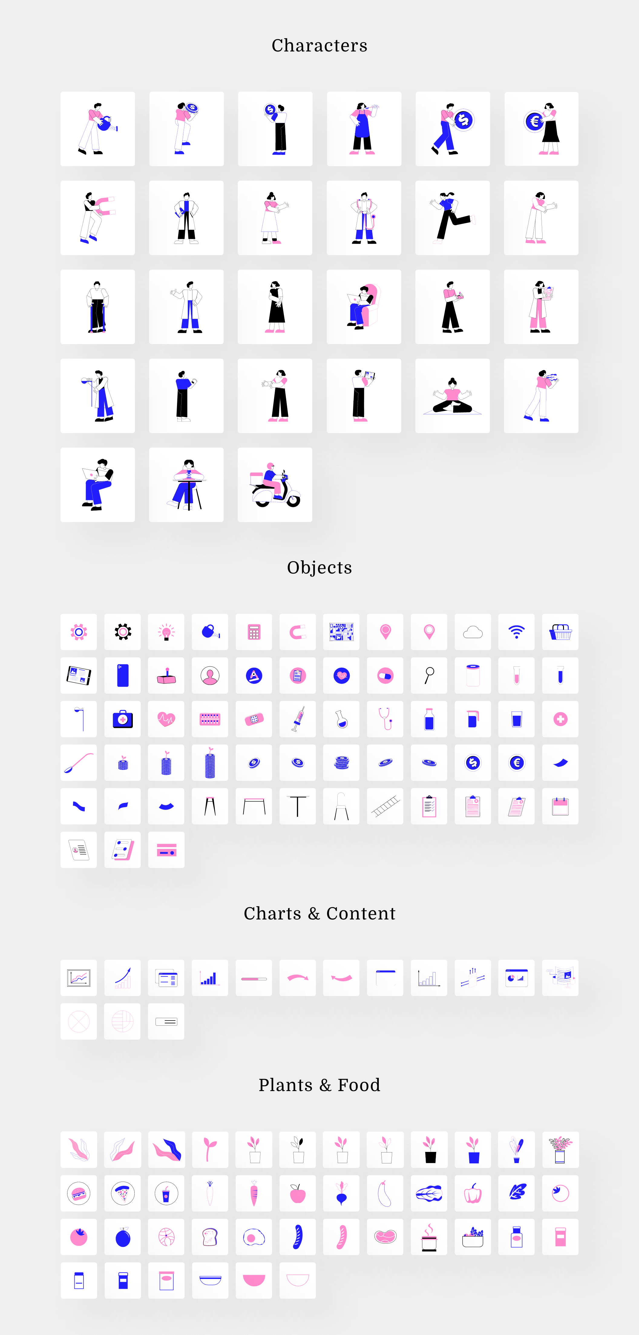 素材库下午茶:现代和时尚的插画包+UI模板套装插图(1)