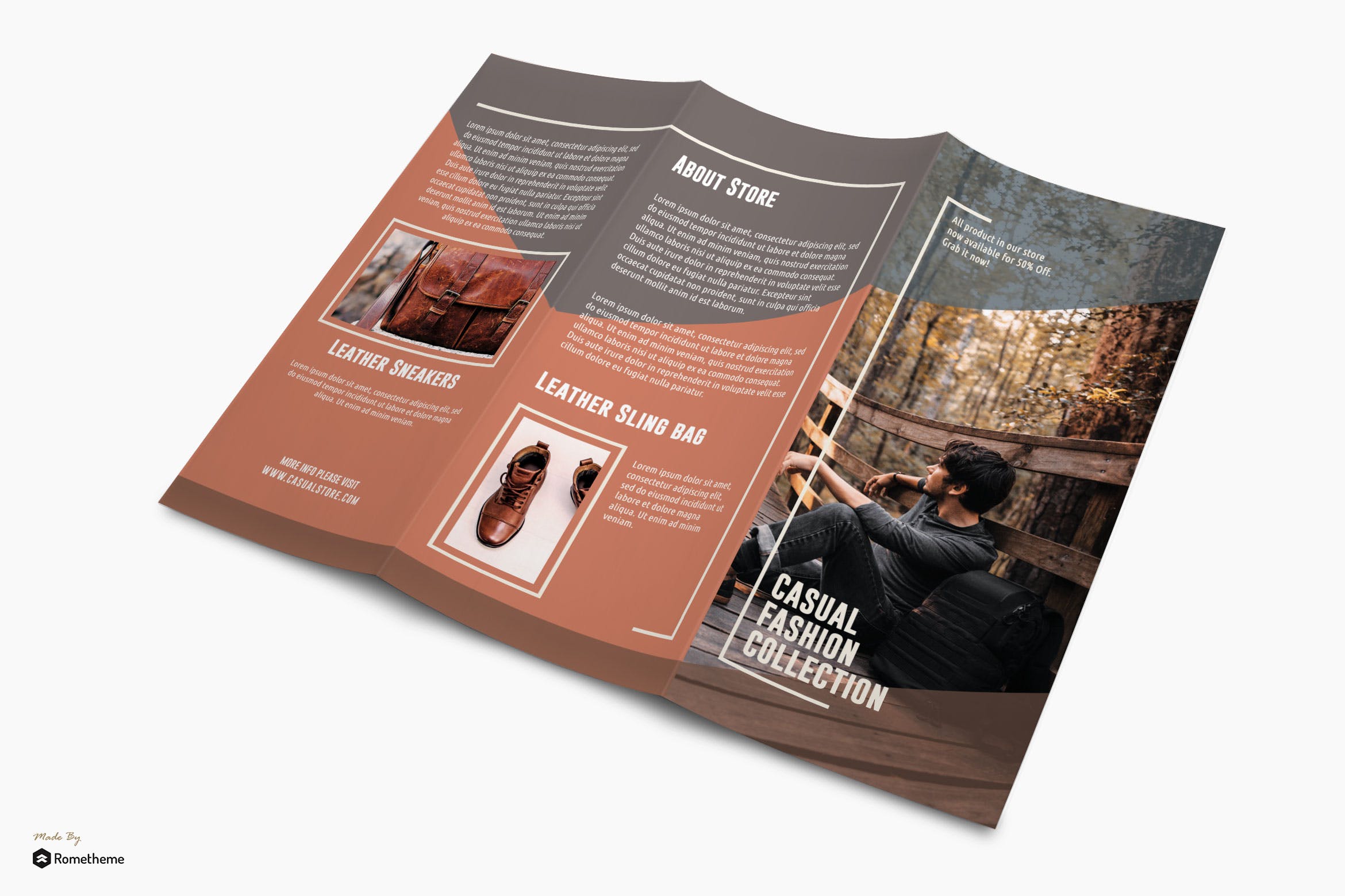 时尚服饰品牌三折页宣传单设计模板 Casual – Fashion Trifold插图