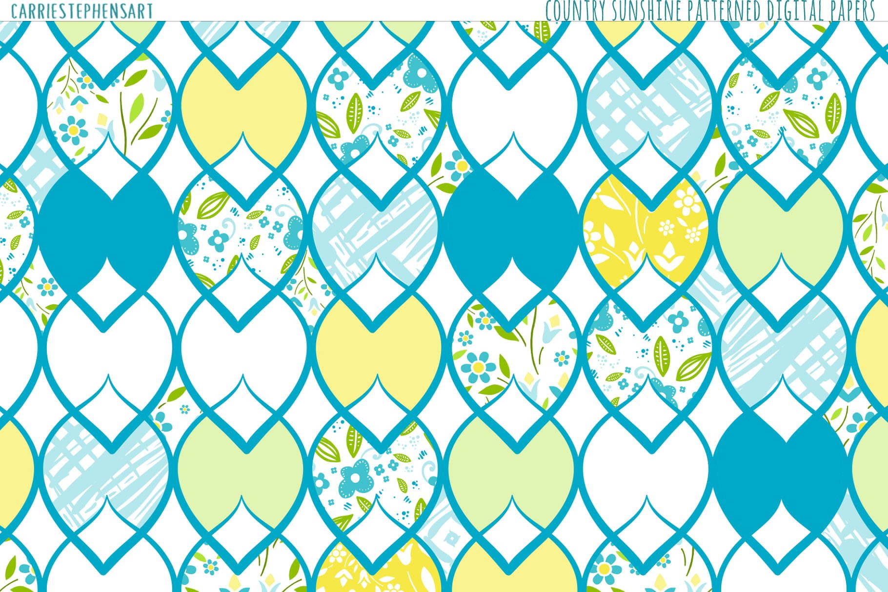 乡村花卉图案数码纸张纹理 Country Flower Pattern Digital Paper插图(1)