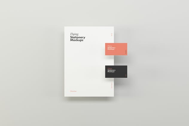 办公文具悬浮叠加样机模板 Flying Stationery Mockups插图(1)