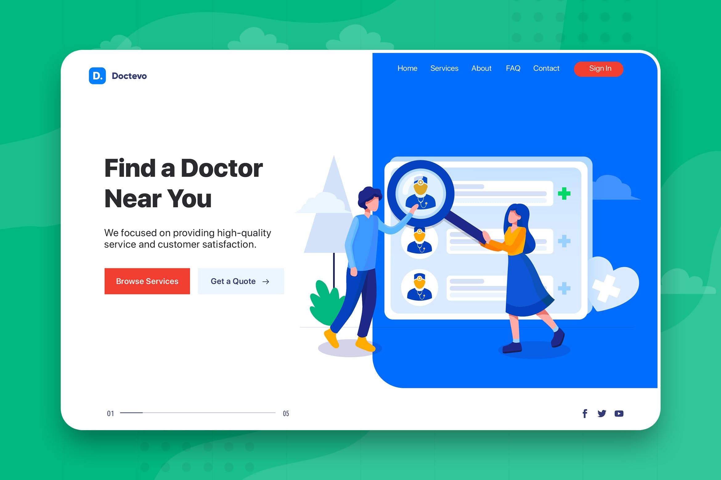 网站Banner&着陆页设计医生预约主题素材库精选概念插画素材 Find a Doctor – Banner & Landing Page插图