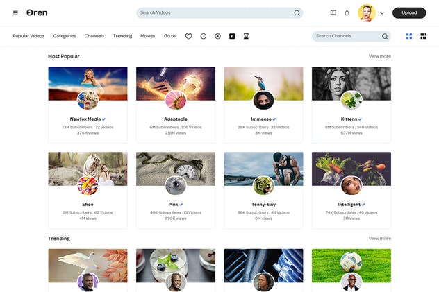 视频分享网站设计PSD模板下载 Oren – Video Sharing Website PSD Template插图(5)