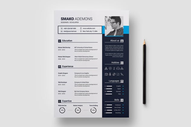 设计师专业个人简历&推荐信二合一设计模板 Resume Template 42插图(1)