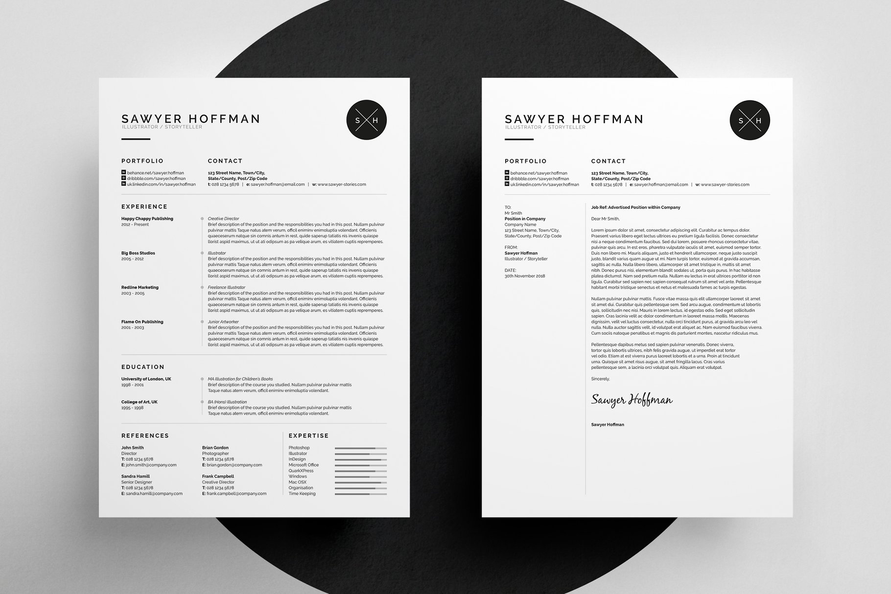 简约实用风格简历模板套装[三种风格] Threebie Resume/CV Bundle 1插图(1)