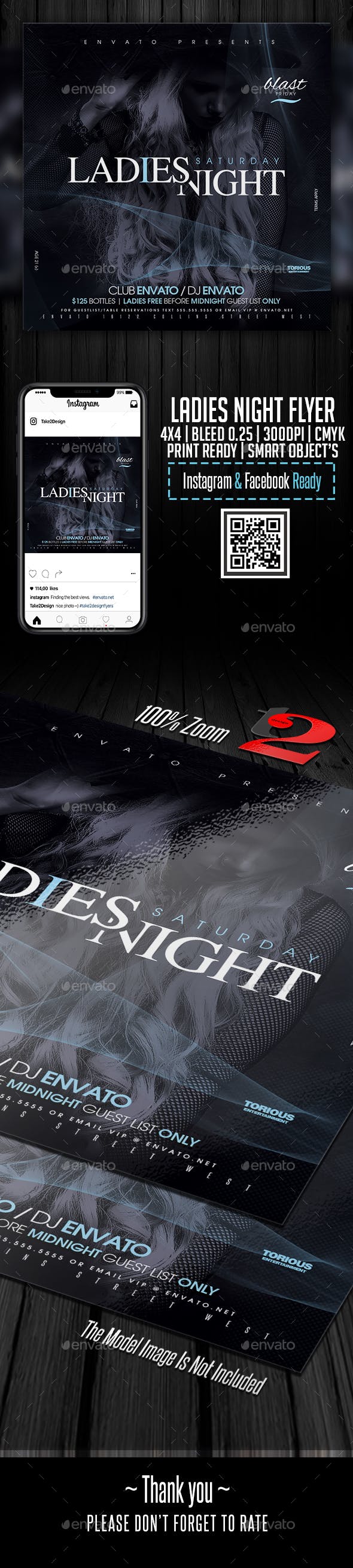 酷酷的夜总会聚会海报模板 Ladies Night Flyer Template [psd]插图