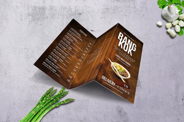 泰国菜餐厅三折页菜单设计模板 Thai Trifold A4 and US Letter Menu插图(4)