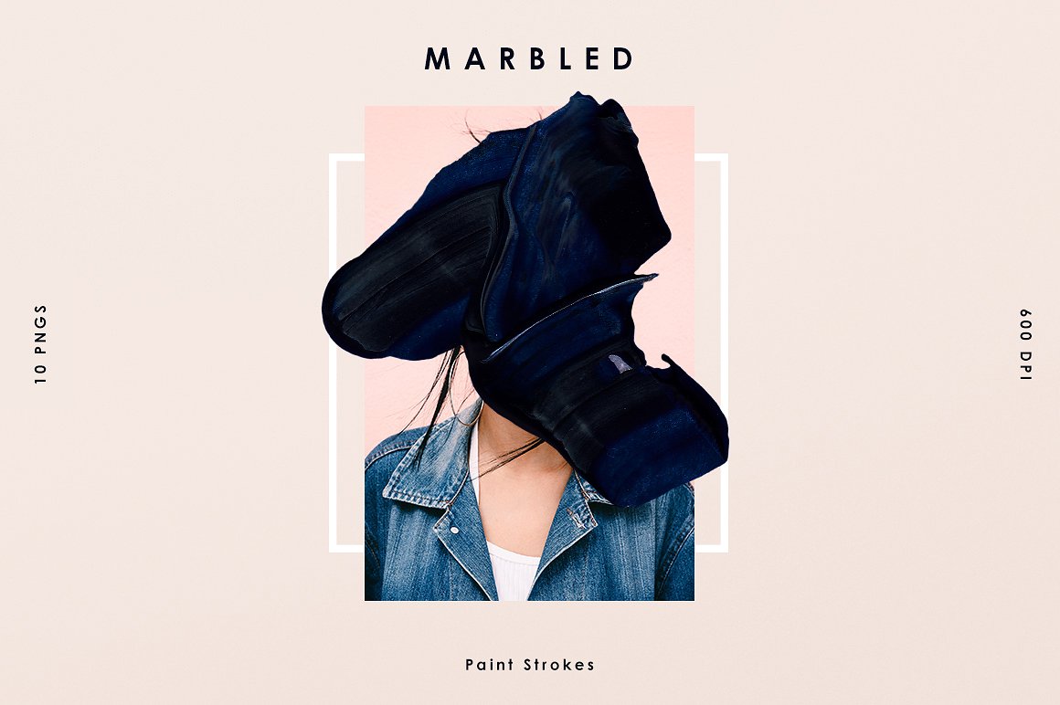 蓝色大理石油画泼墨纹理 Blue Marbled; Paint Strokes插图(2)
