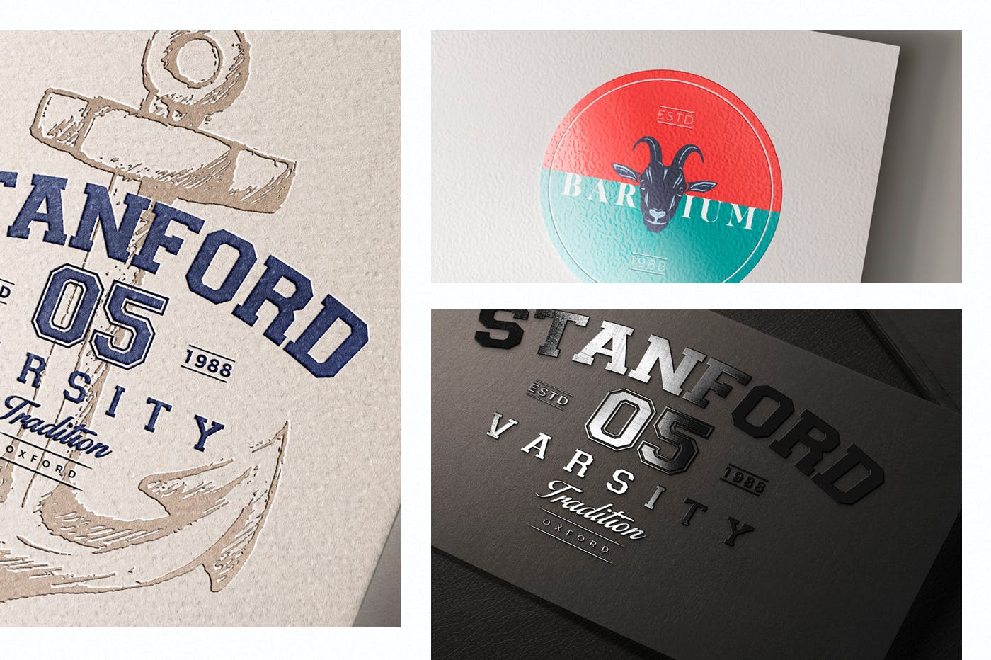 Logo设计印刷效果预览样机模板 Paper Logo Mockups插图(1)