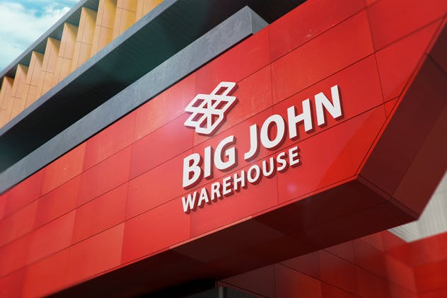 3D标志招牌立面墙样机模型 3D Logo Signage Facade Wall Mock-Ups插图(3)