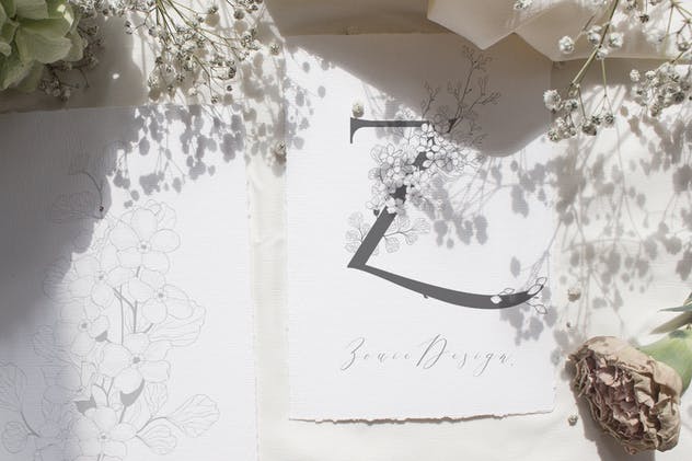 美丽盛开金色花卉字母数字图集 Blooming Gold Floral Letters Numbers插图(14)