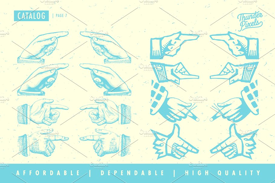 复刻维多利亚时代雕刻风格手势插画 Hand Pointers & Indexes – BRMV 01插图(8)
