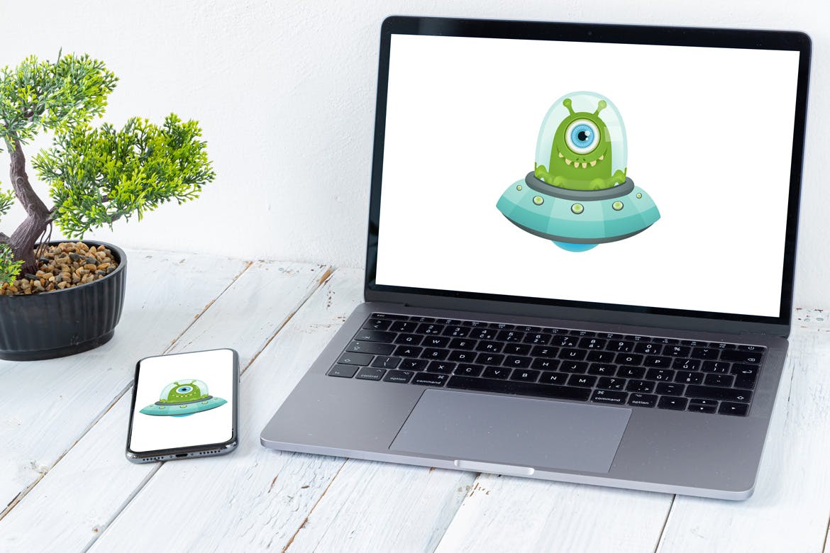 旧木桌上的Macbook&iPhone样机模板v1 Spojeeto Device Mock-ups vol.1插图(13)