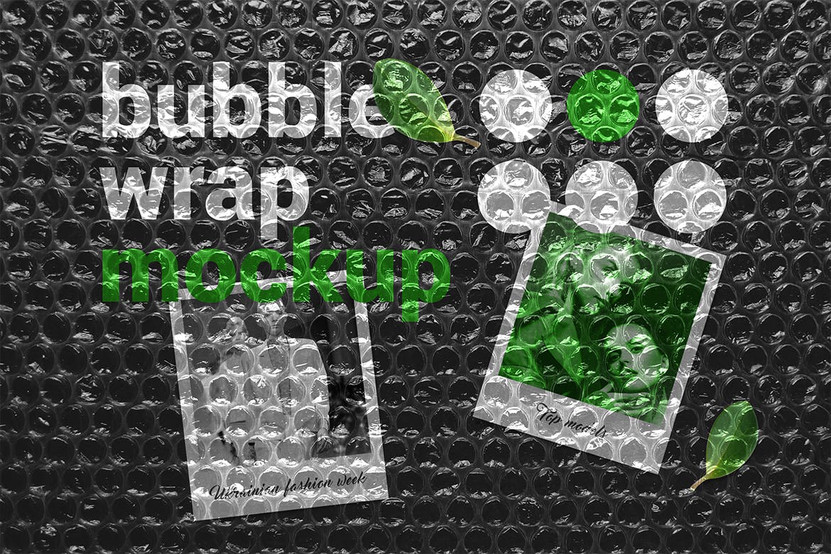 气泡薄膜包装设计效果图素材库精选 Bubble Wrap Mockup插图(1)