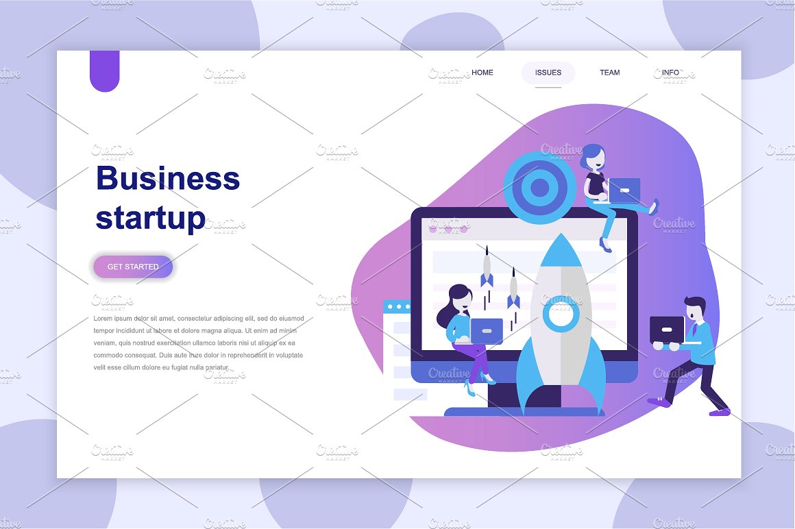 扁平概念ui界面设计套件 Landing Page Templates插图(2)