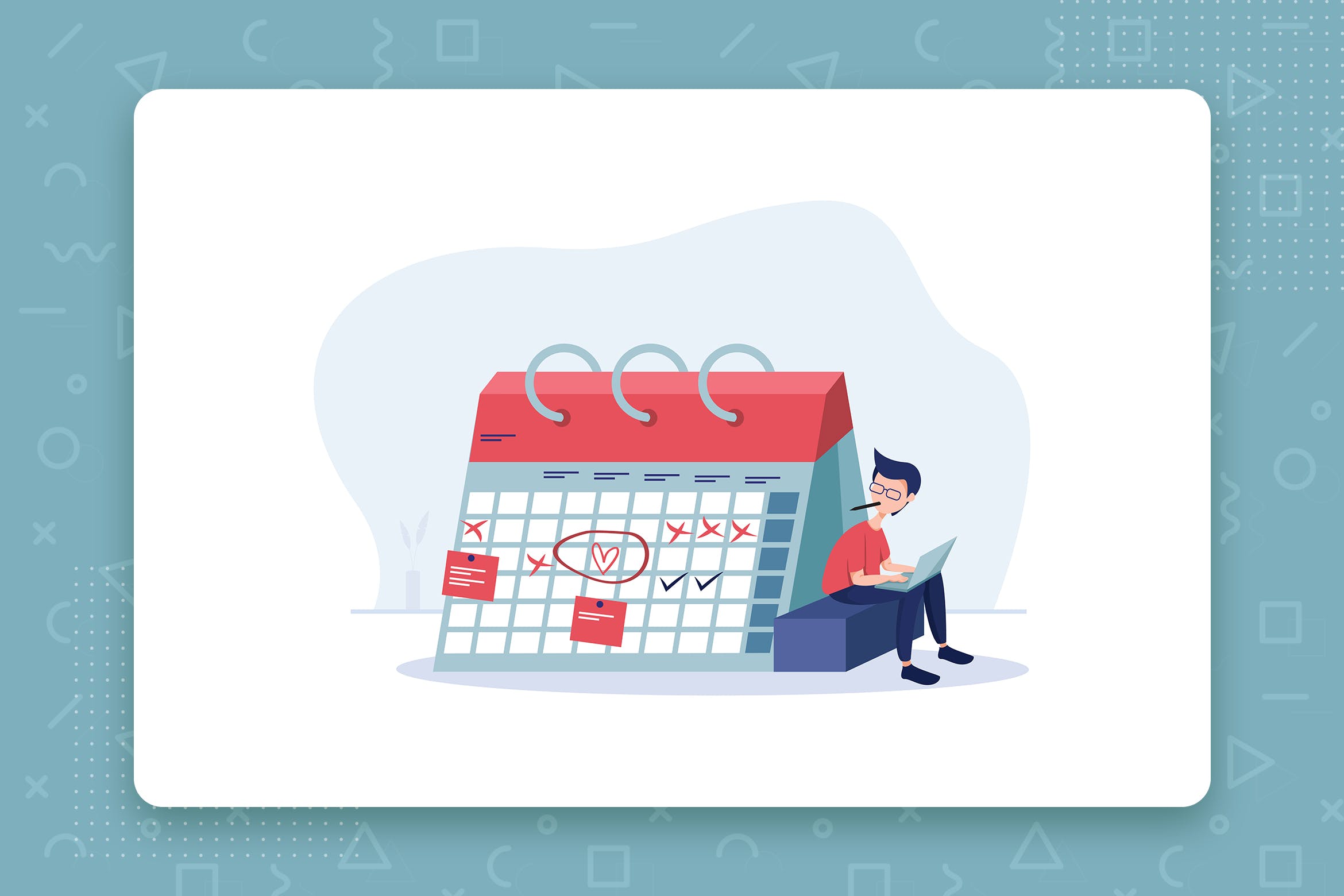 日程计划主题扁平设计风格矢量概念插画 Planing Schedule flat vector illustration concept插图