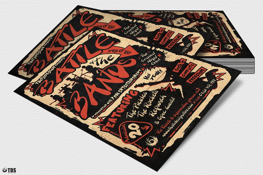 摇滚乐队音乐表演宣传传单PSD模板 Battle of the Bands Flyer PSD插图(3)