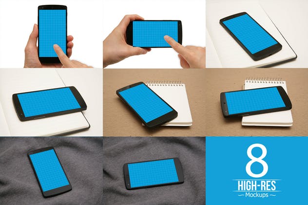 手机UI&APP设计演示样机套装 8 Phone Mockups插图(1)