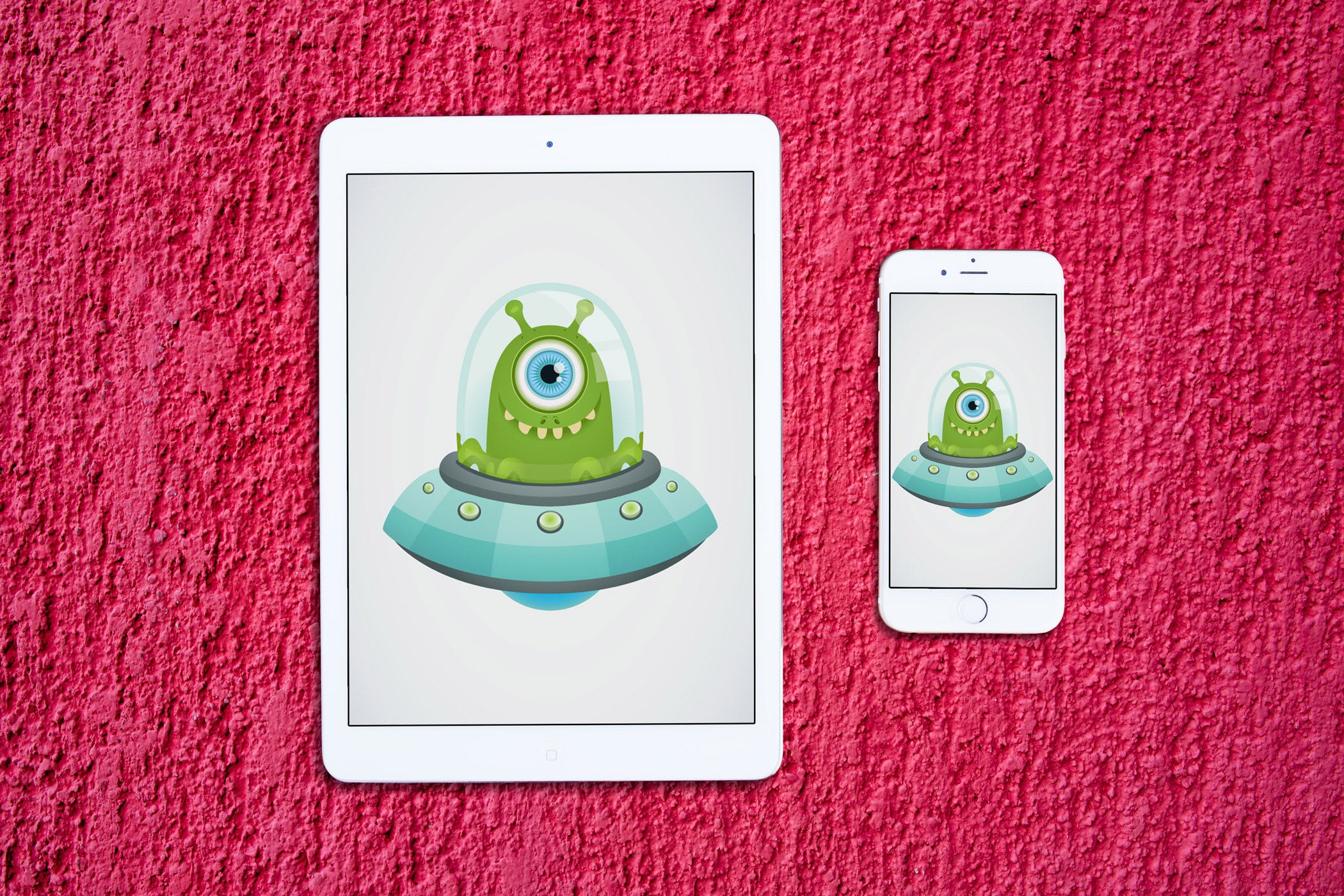 石头背景平板电脑&手机素材库精选样机模板 4 Tablet & Phone Mockup on Stone Background插图(4)