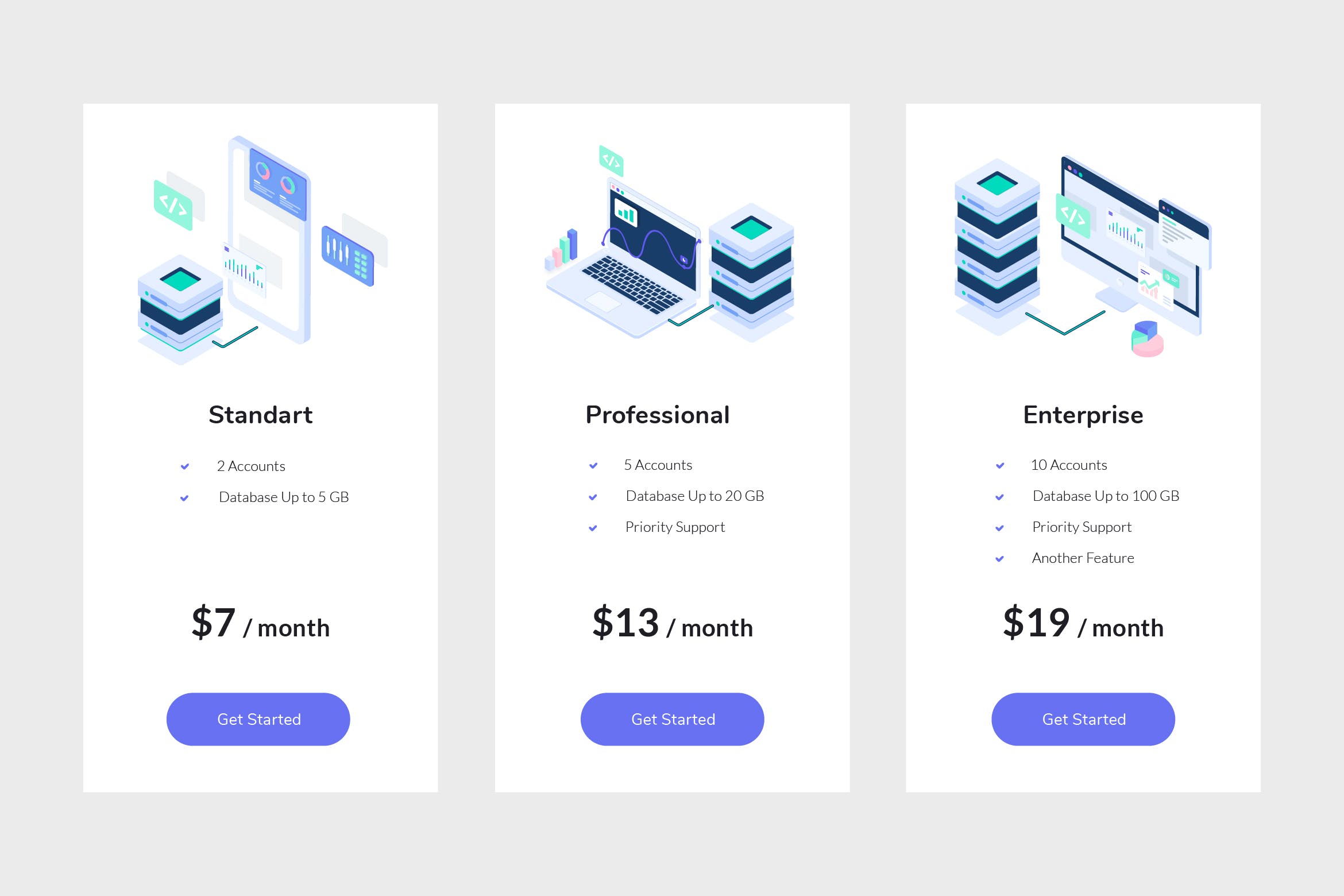 网站服务价格表单设计模板v4 Pricing Table Vol.4插图