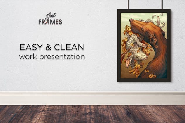 实体墙背景海报艺术作品展示样机模板 Just Frames – Prints Mockups插图(1)