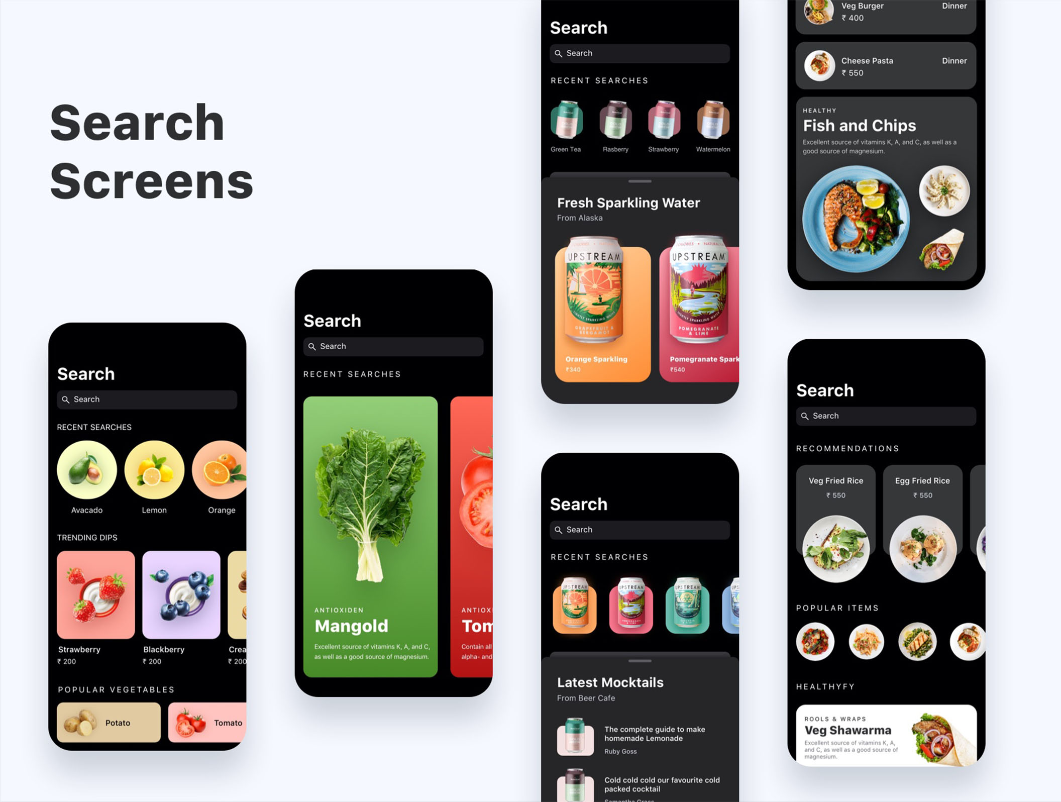 素材库下午茶:新鲜食品订购应用程序APP UI设计SKETCH模板插图(8)