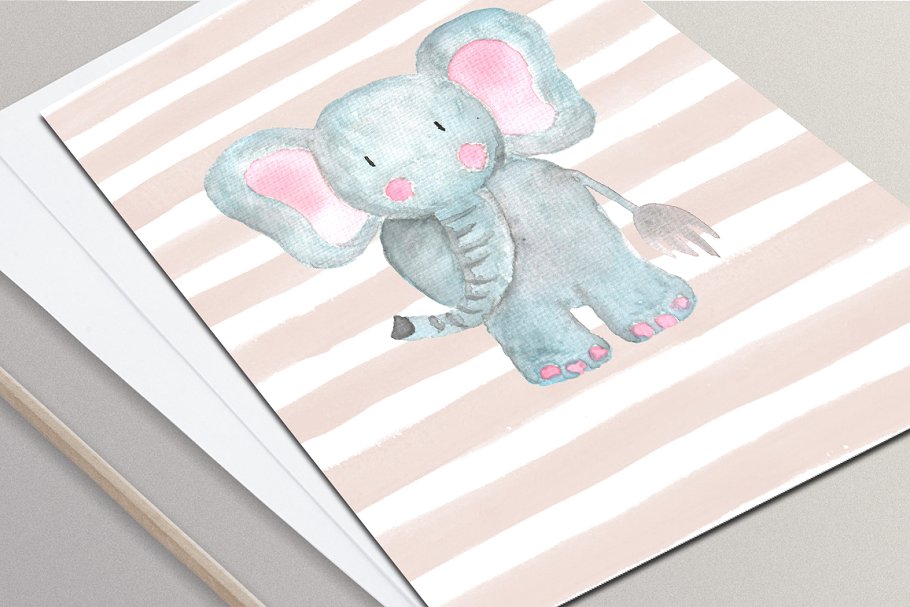 可爱的手绘水彩动物剪贴画合集 Watercolor Cute Animals set插图(4)