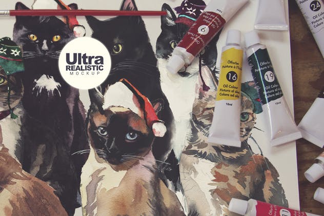 画室创作场景画纸样机模板v4 Paper Horitzontal插图(3)