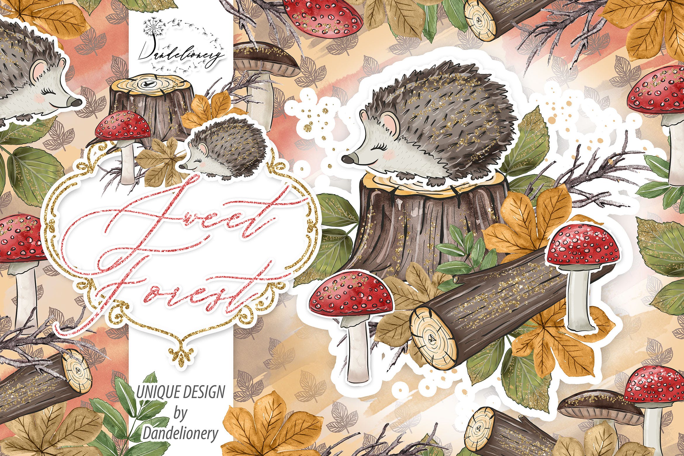 甜蜜森林手绘设计插画PNG素材 Sweet Forest design插图