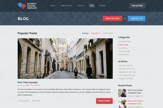 多用途企业官网网站设计PSD模板 Actority – PSD Template for Casting Agencies插图(4)