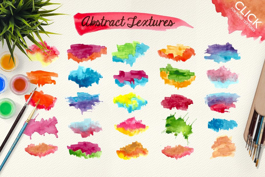500款透明背景水彩纹理合集 Transparent Watercolor Textures Pack插图(1)