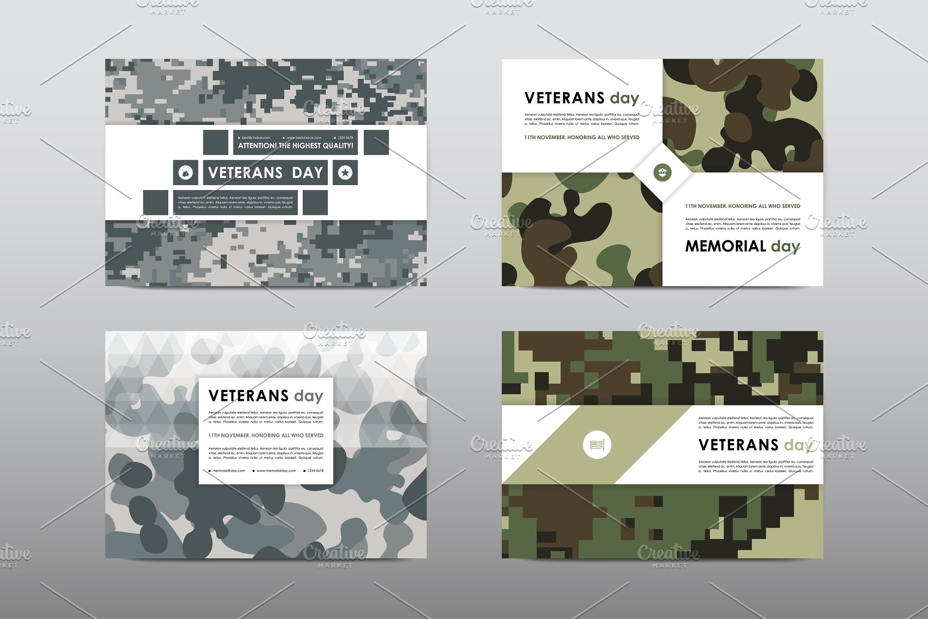40+老兵节军人宣传小册模板 Veteran’s Day Brochures Bundle插图(42)