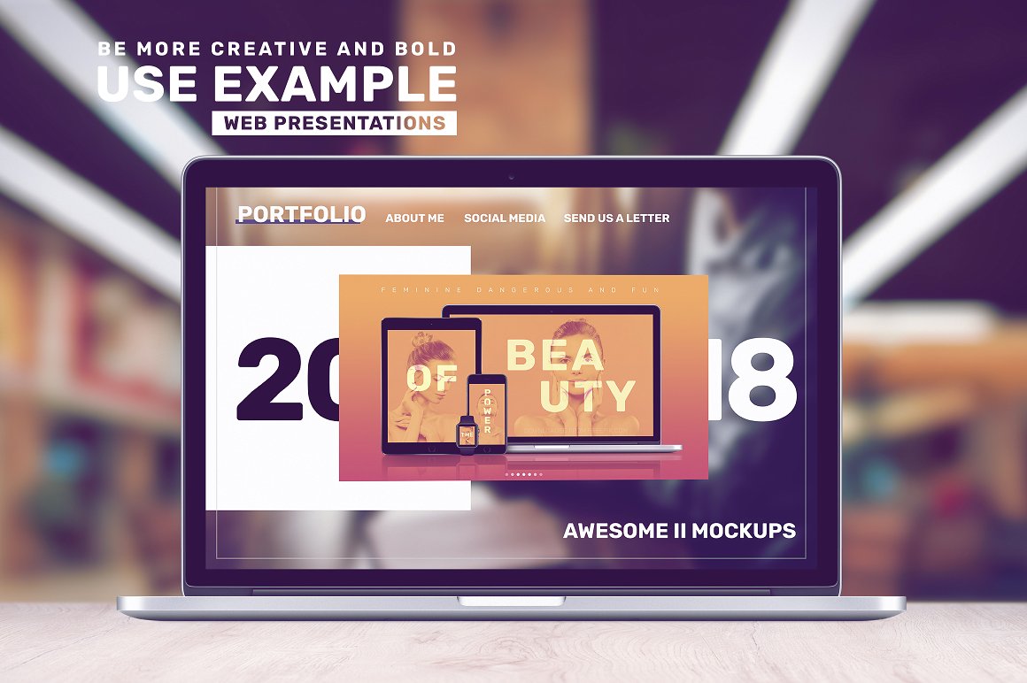 素材库下午茶：一批漂亮的响应式网页或平台UI设计展示场景组合样机下载 [PSD]插图(12)