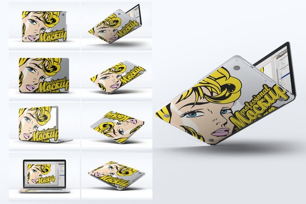 笔记本外观贴纸艺术样机模板 Laptop Body Mock-Up插图(1)