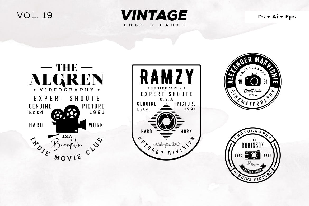 欧美复古设计风格品牌素材库精选LOGO商标模板v19 Vintage Logo & Badge Vol. 19插图