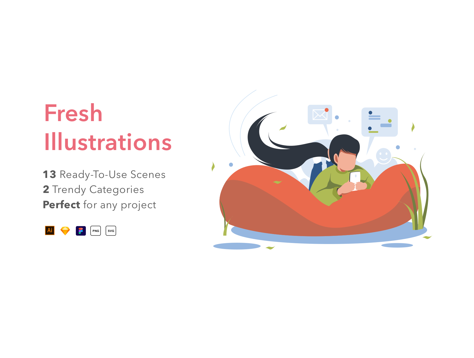 素材库下午茶:专业网站设计和演示的矢量插画素材插图