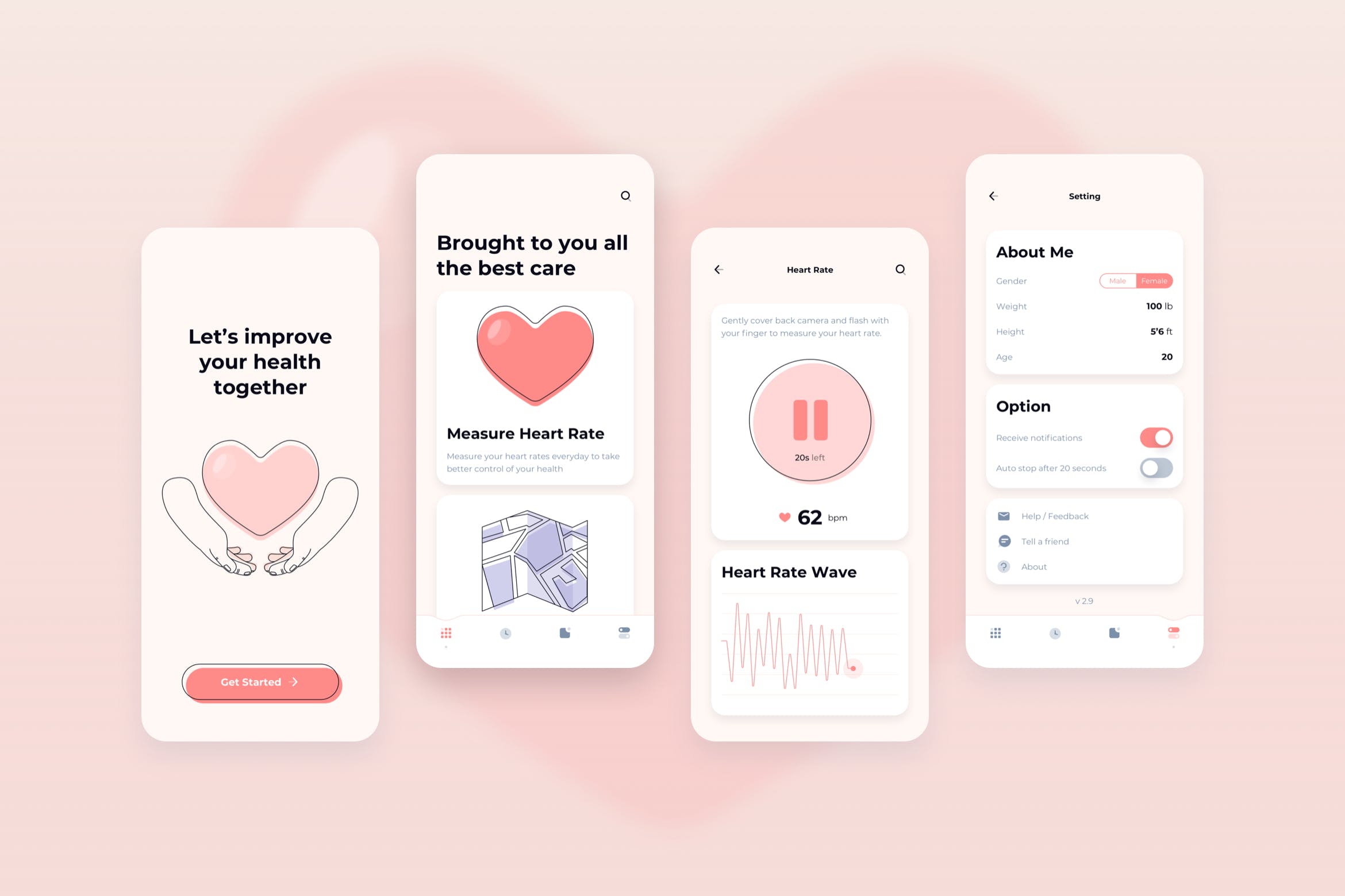 健康监测类APP应用心率测量UI界面设计模板 Heart Rate Measurement UI – FD插图