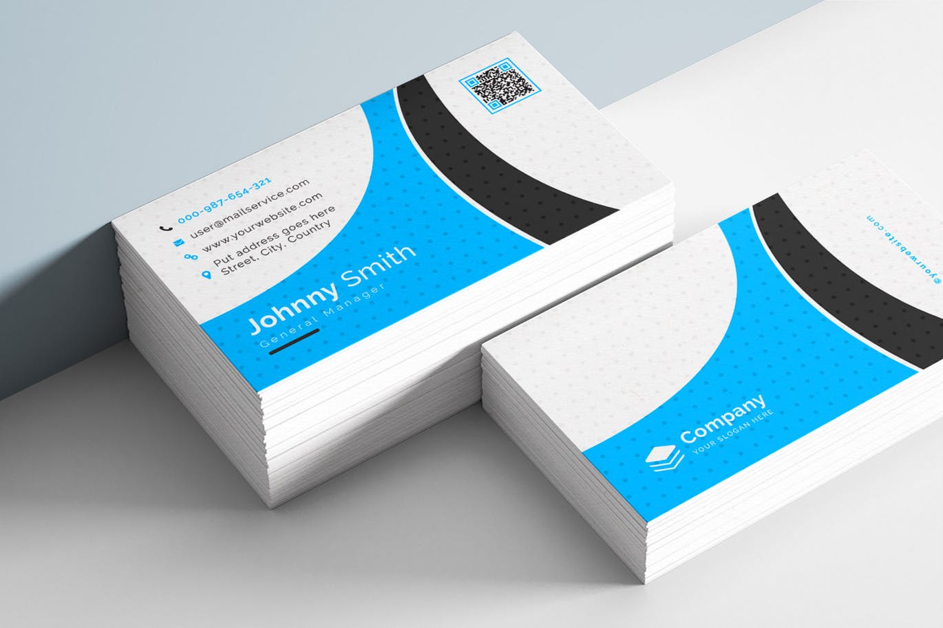 等距圆点三色设计风格企业素材库精选名片模板 Business Card插图(1)