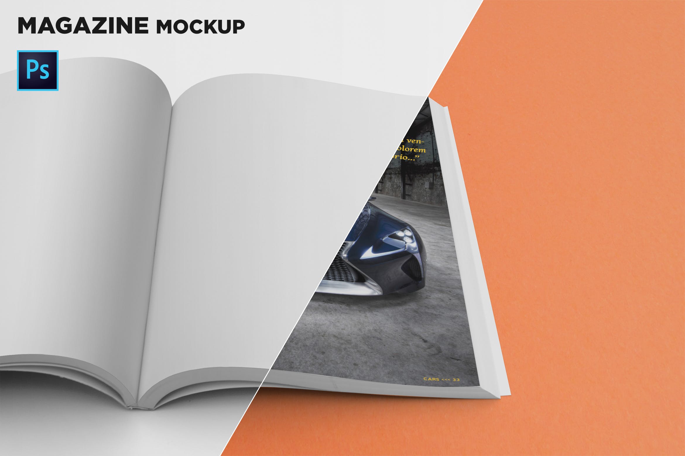 杂志内页排版页面特写预览样机素材库精选 Magazine Mockup Right Page Closeup插图