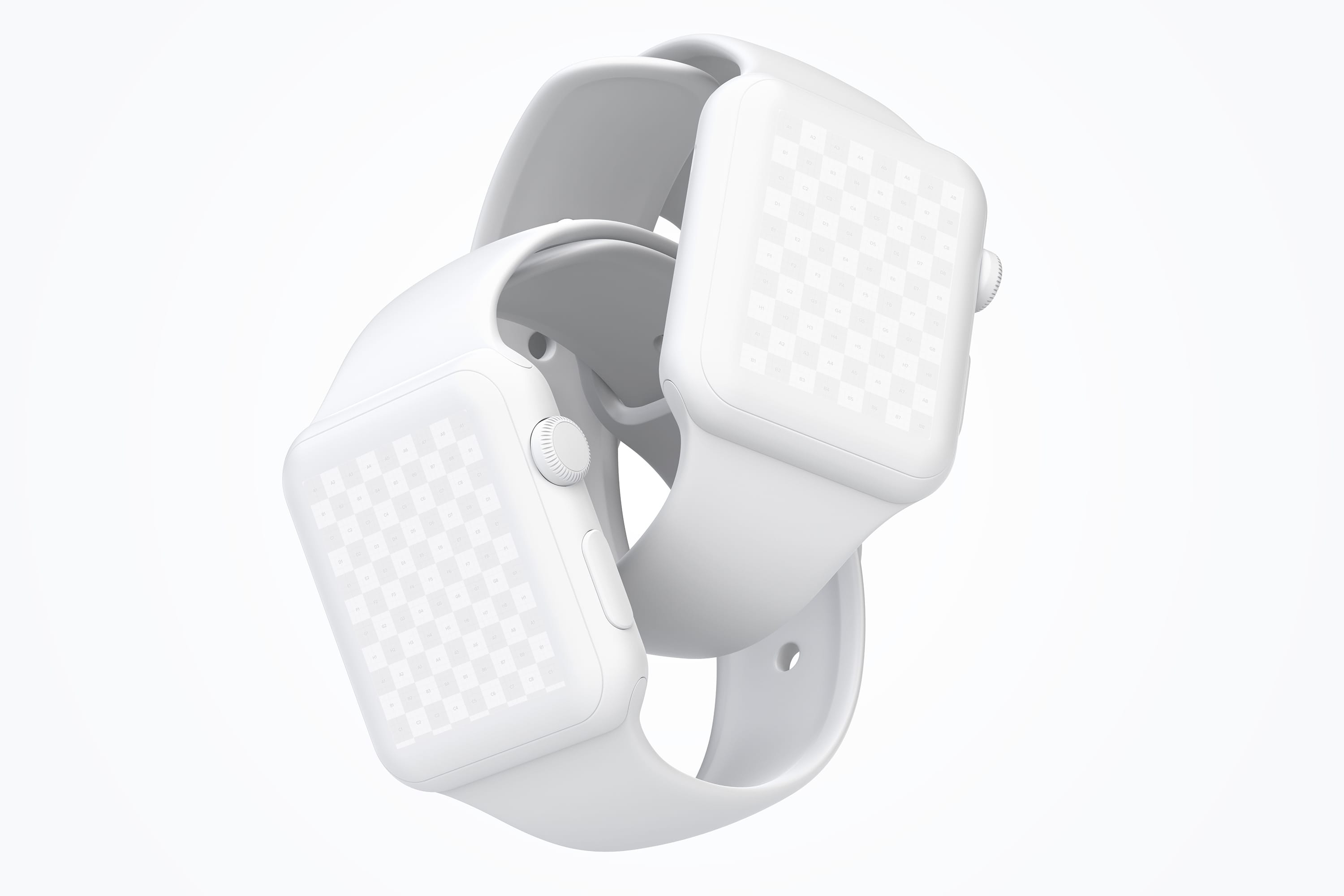 Apple Watch智能手表双屏幕演示样机模板07 Clay Apple Watch Mockup 07插图(2)