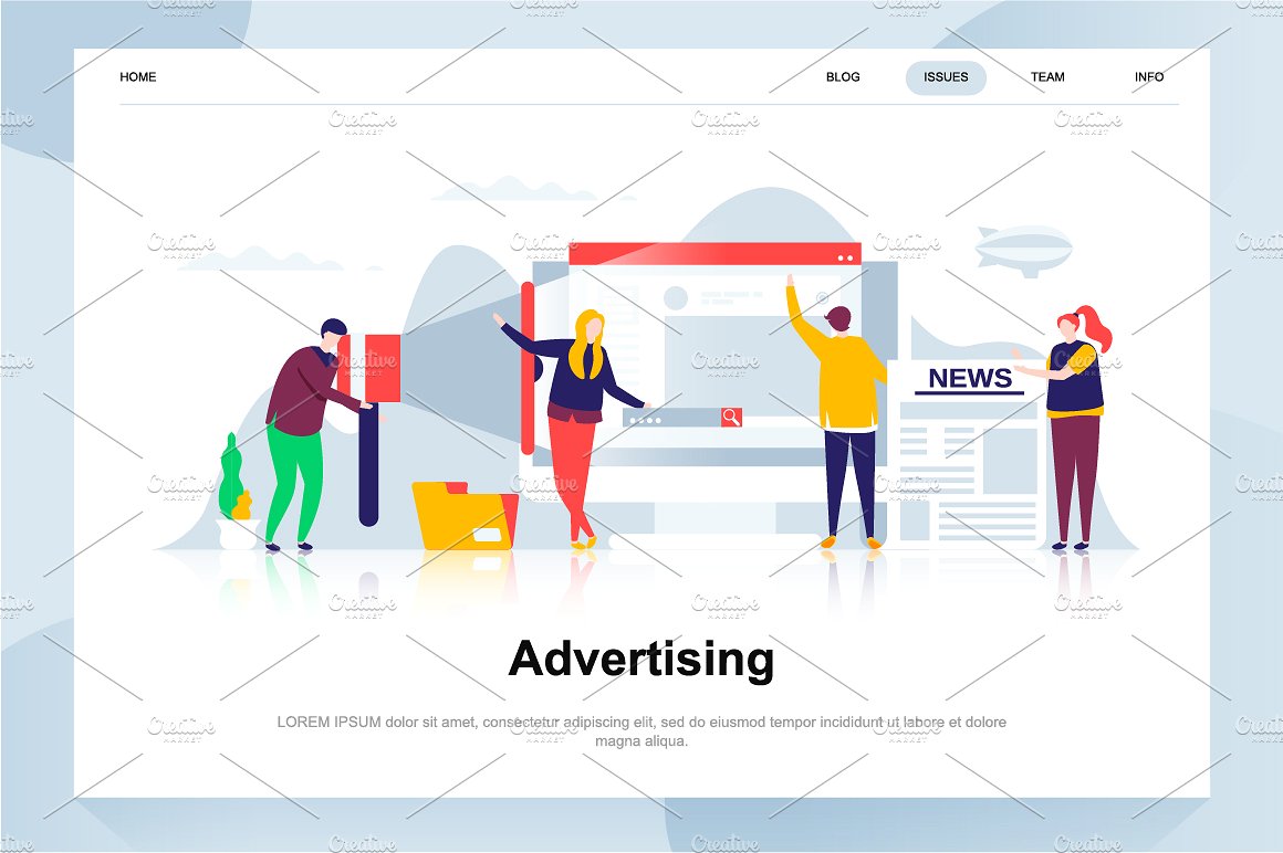 现代化扁平设计理念Web仪表盘登录页面模板 Landing Page Templates插图(20)