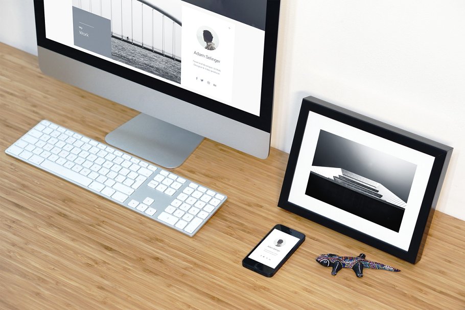 简易简约办公场景一体机电脑样机 Workspace Device PSD Mockup插图(2)