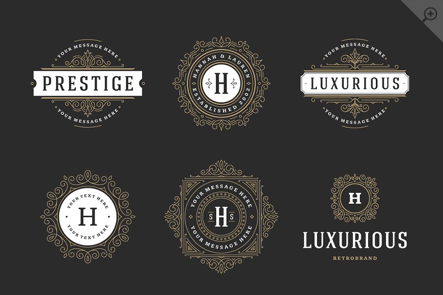 250款字母饰品组合装饰Logo模板 250 ornaments logos & monograms插图(12)