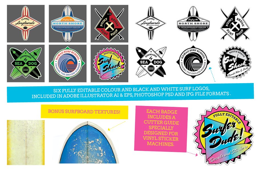 冲浪&沙滩主题Logo模板 Surf and Beach Style Logos插图(3)