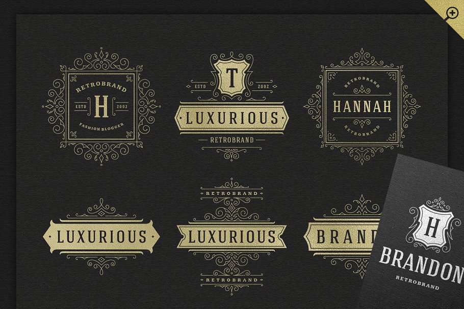 500个复古装饰风格Logo和徽章模板 500 ornaments logos & monograms插图(5)