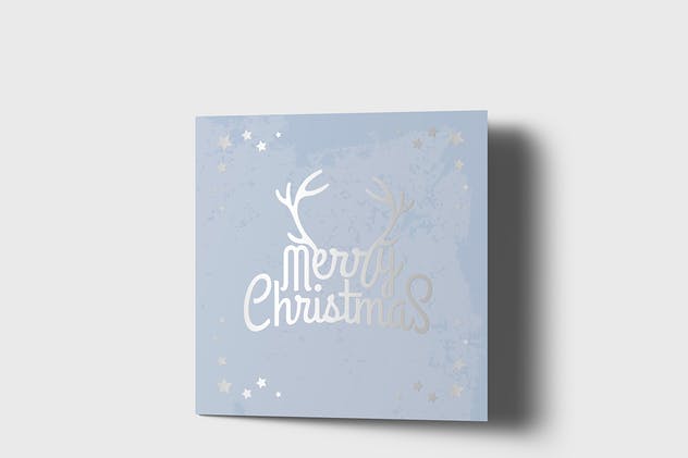 正方形铝箔冲压贺卡样机 Square Greeting Card Mock-Up with Foil Stamping插图(2)